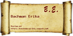 Bachman Erika névjegykártya